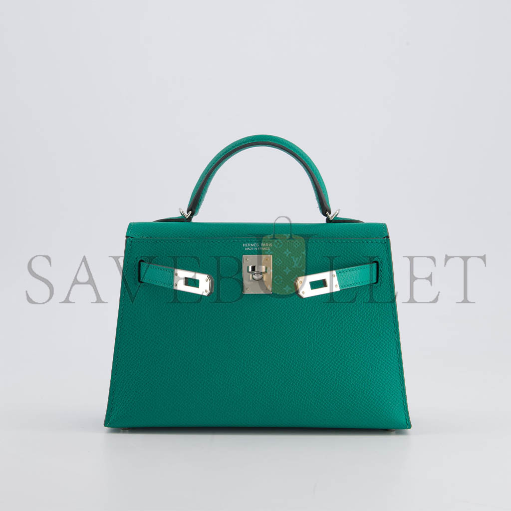 H**mes mini kelly ii bag epsom malachite (19*12*5.5cm)